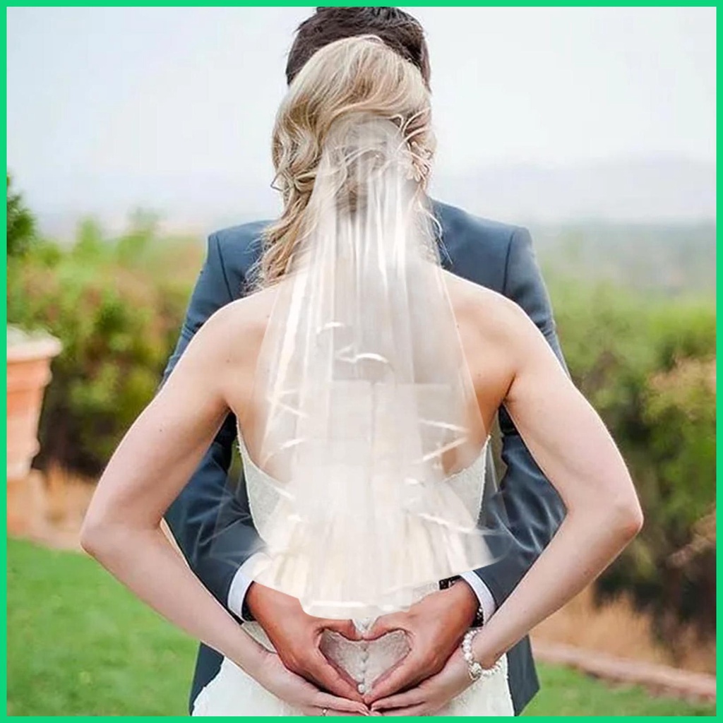 Mạng Che Mặt Hai Lớp Kèm Lược Cài Tóc Cho Cô Dâu