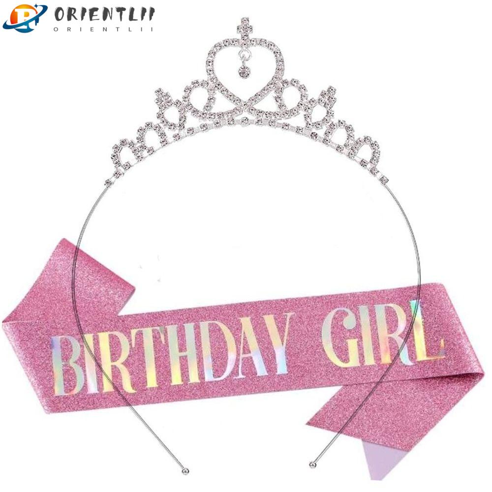 ORIENTLII Băng Đô Cài Tóc Hình Vương Miện Bằng Hợp Kim Đính Đá Lấp Lánh Cho Bé Gái