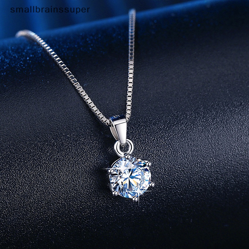 Smallbrainssuper Vòng cổ Bạc Nhẹ Thanh Lịch Sáu Prong Micropaved Zircon Dành Cho Nữ SBS