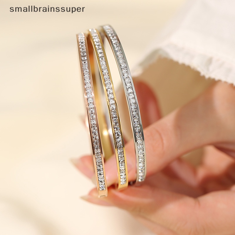 Smallbrainssuper Vòng Đeo Tay Bằng Thép Titan Đính Kim Cương Lấp Lánh Không Phai Màu Đơn Giản Thời Trang Cho Nữ SBS