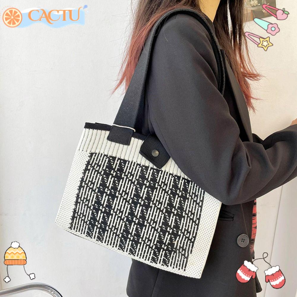 CACTU Túi Xách Đan Len Sức Chứa Lớn Thời Trang Cho Nữ