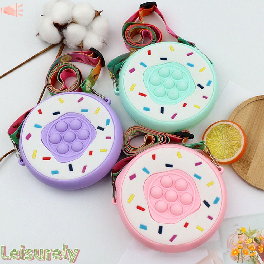 LEILY Túi Đeo Chéo Silicone Hình Bánh Donut Cho Bé