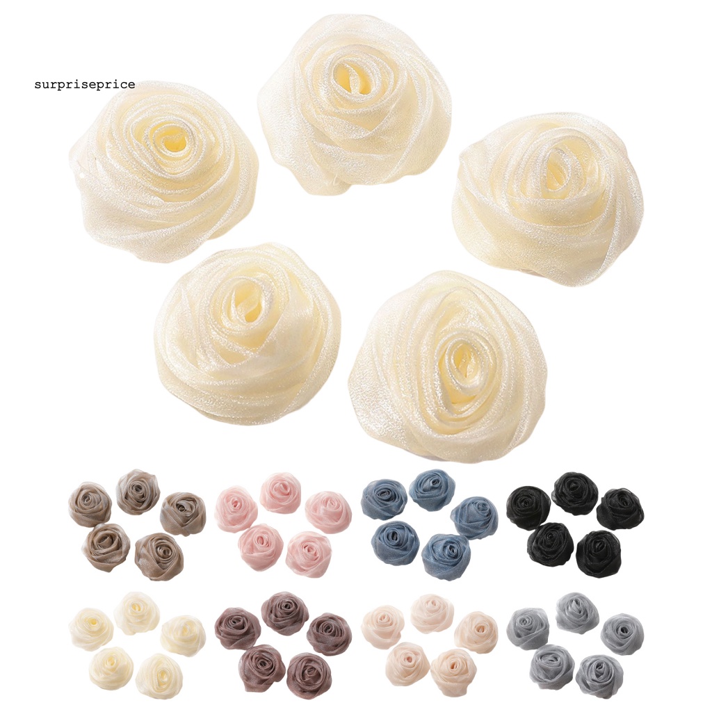 Set 5 Ghim Cài Áo Hình Hoa 3D Không Phai Màu Trang Trí Tiệc