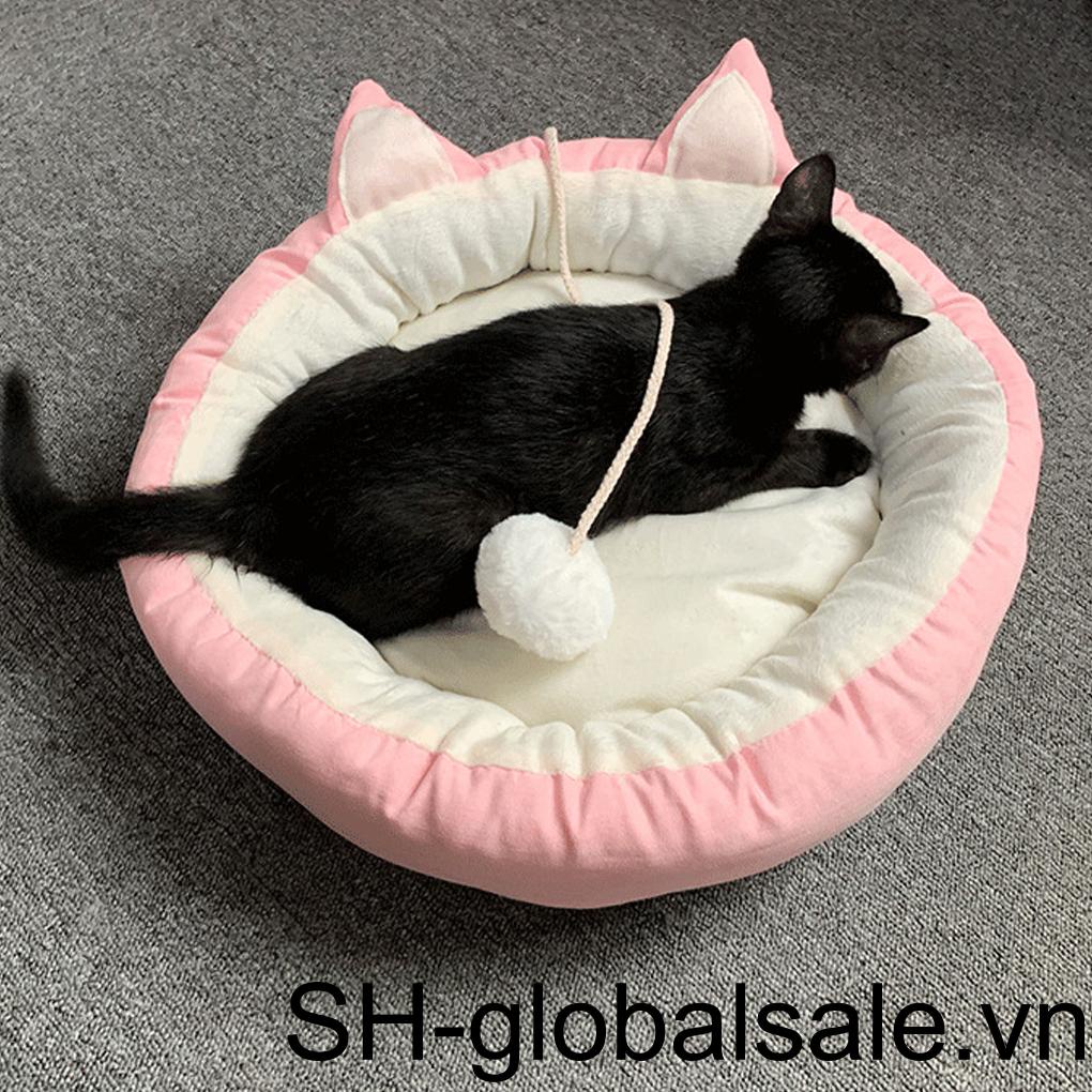 Giường Ngủ Cho Thú Cưng Hình Tròn Bằng Vải Cotton Và Vải Nỉ Mềm Mại Thoải Mái Dễ Lau Chùi Màu Xám M