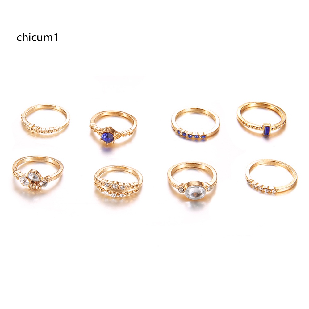 Set 8 Nhẫn Đeo Khớp Ngón Tay Đính Đá Thời Trang Cho Nữ