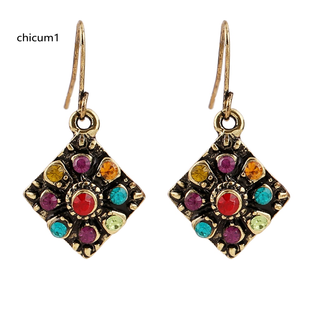 Khuyên Tai Chuỗi Đính Đá Nhiều Màu Sắc Phong Cách Bohemian