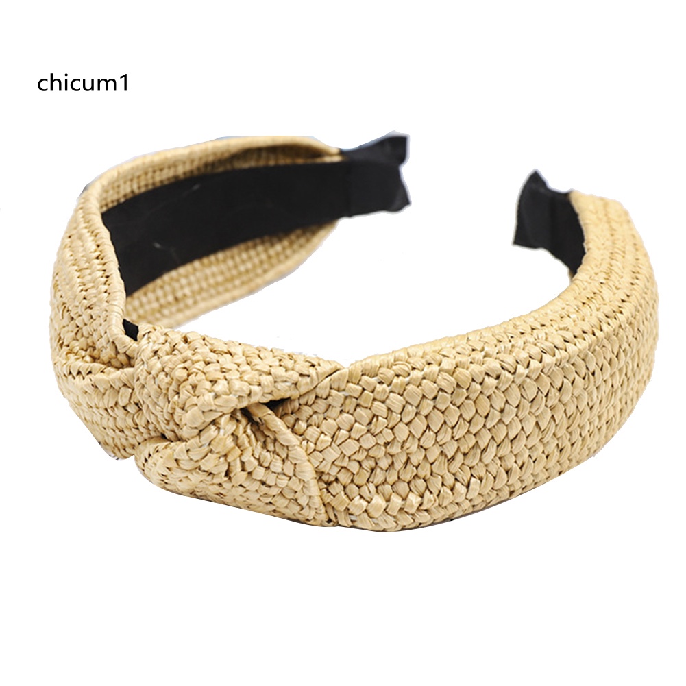 Băng Đô Đan Sợi Rơm Thời Trang Hè Cho Nữ