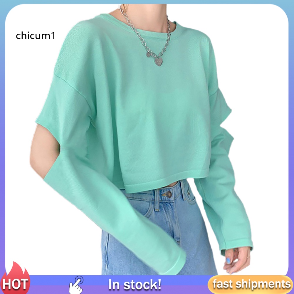 Áo Kiểu Tay Dài Dáng Rộng Màu Trơn Thời Trang Dành Cho Nữ