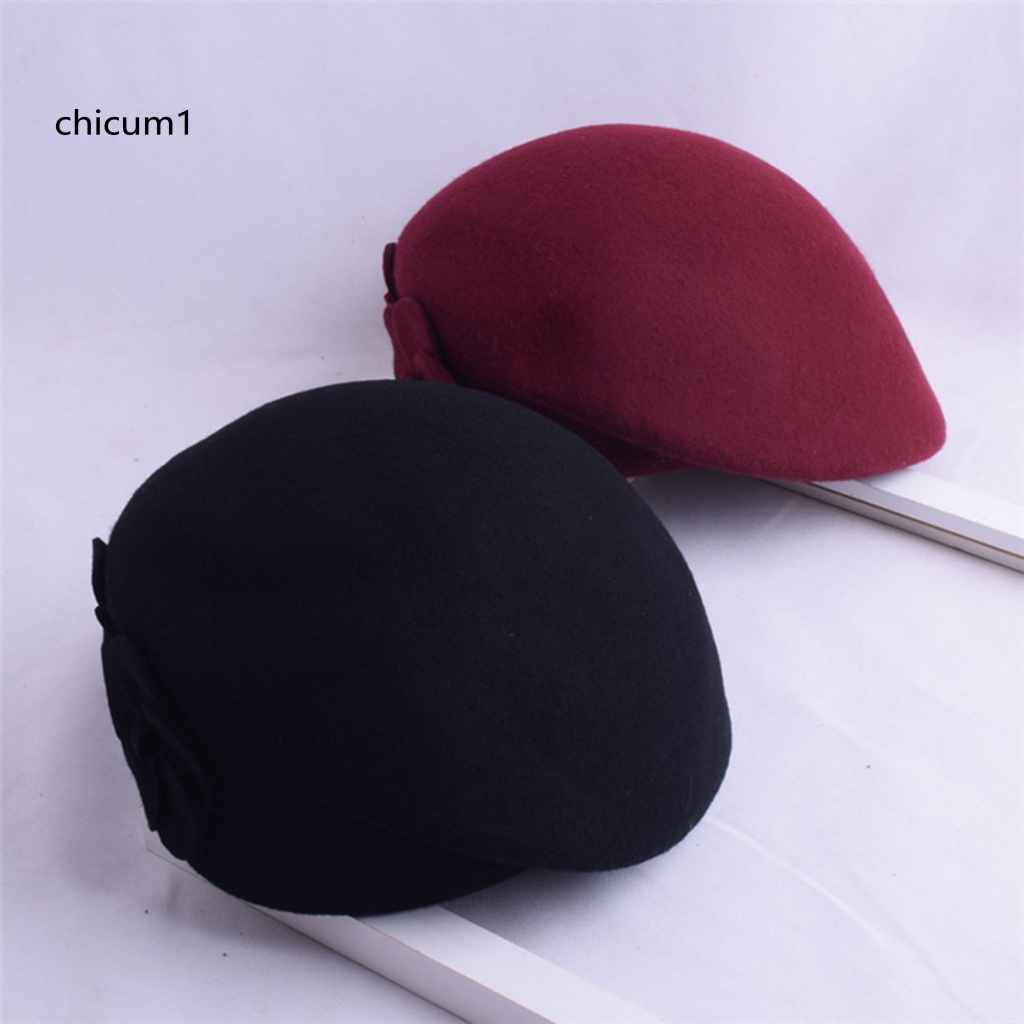 Mũ Beret CC Mềm Mại Màu Trơn Trang Trí Hoa Hai Lớp Thanh Lịch Giữ Ấm Mùa Thu Đông Kiểu Pháp Cho Nữ