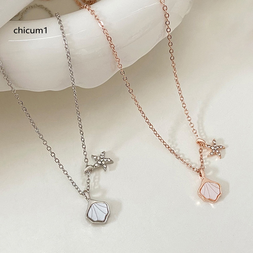 Vòng cổ Hợp Kim Mặt Hình Vỏ Sò Đính Đá Thời Trang Cho Nữ