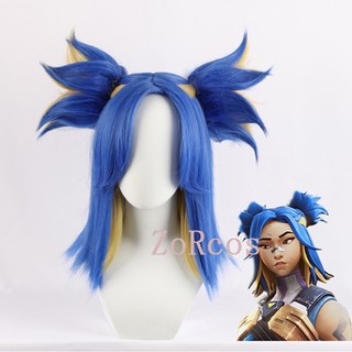  Tóc Giả Ngắn Cosplay Nhân Vật Game Valorant Màu Xanh Neon Bằng Sợi Tổng Hợp Chịu Nhiệt 