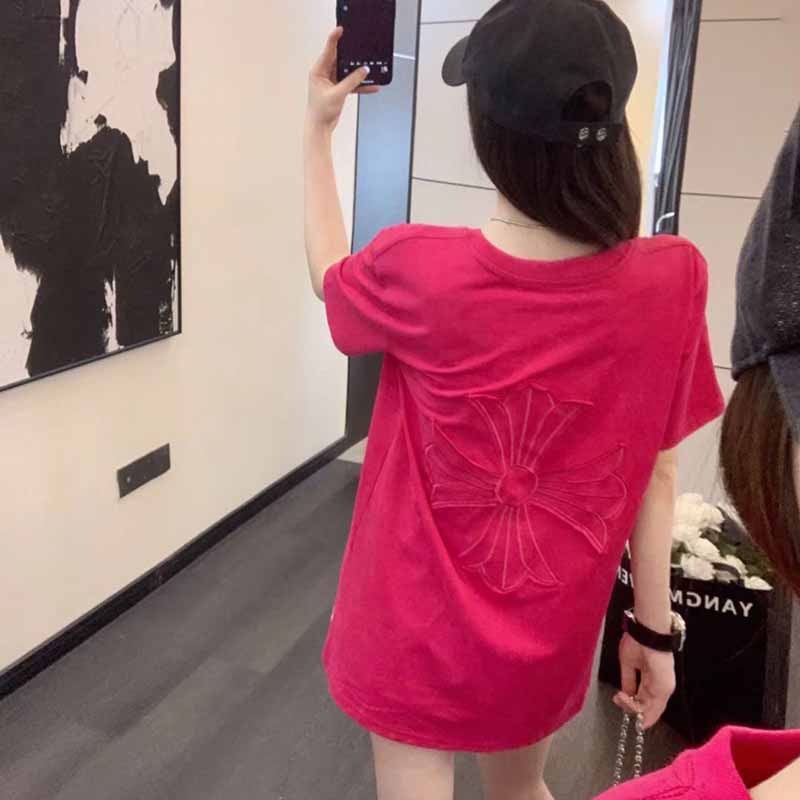 Áo Thun Cộc Tay Thêu Chữ Thập Xu Hướng Thời Trang Rt67I5