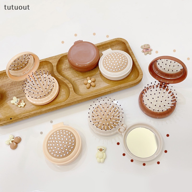 Lược Chải Tóc Mini Kèm Gương Hình Gấu Dễ Thương Cho Bé Gái