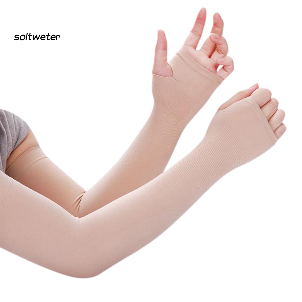 1 Đôi Găng Tay Chống Nắng / Tia UV Màu Trơn Ôm Dáng Tiện Dụng