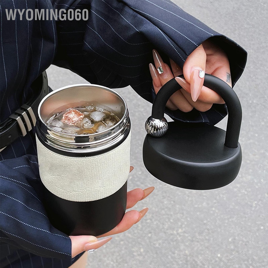 Wyoming060 Cà Phê Nhiệt Cốc Du Lịch 400Ml Thép Không Gỉ Tối Giản Tay Cầm Nóng Lạnh Cách Cho Hàng Ngày