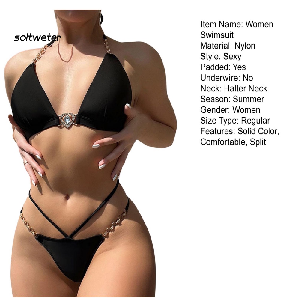 1 Bộ Đồ Bơi Hai Mảnh Cổ Chữ V Có Mút Đệm Ngực Thời Trang Mùa Hè Quyến Rũ Dành Cho Nữ