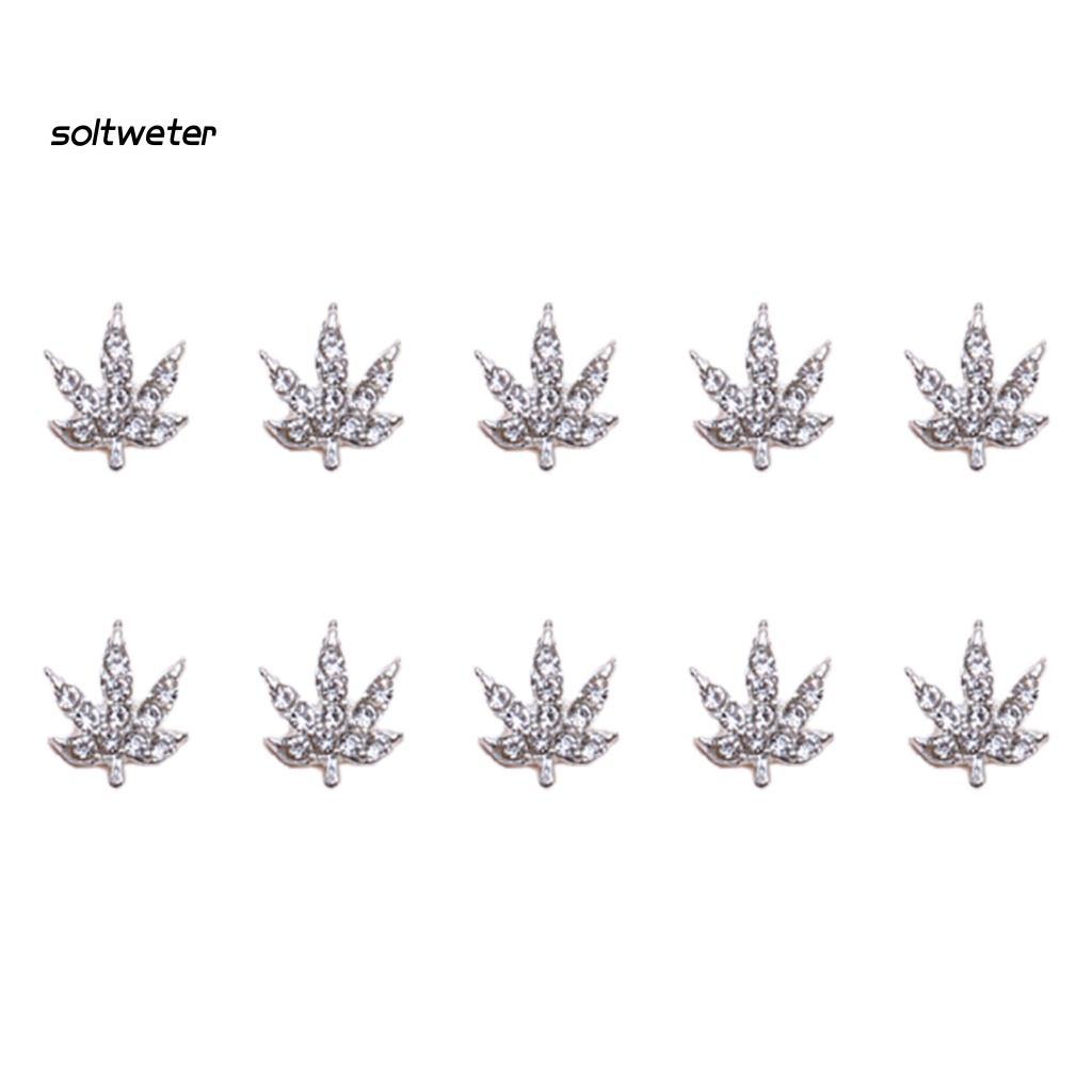 Bộ 10 Miếng Dán Trang Trí Móng Tay Hình Lá Phong DIY