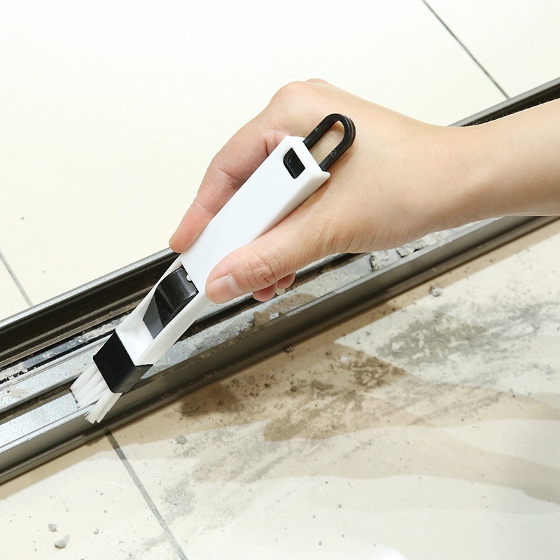 Bàn phím 2 trong 1 Chổi vệ sinh khe cửa sổ Bàn phím có thể tháo rời Bàn chải vệ sinh rãnh cửa sổ với dụng cụ hốt rác Truing1