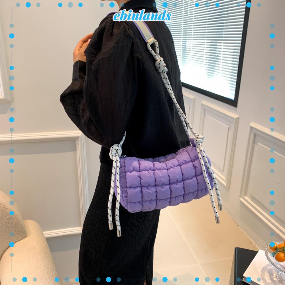 EBINLANDS Túi Đeo Vai / Xách Tay / Đeo Chéo Có Đệm Cotton Nylon Màu Trơn Họa Tiết Kẻ Sọc Giản Dị Dành Cho Bạn Nữ