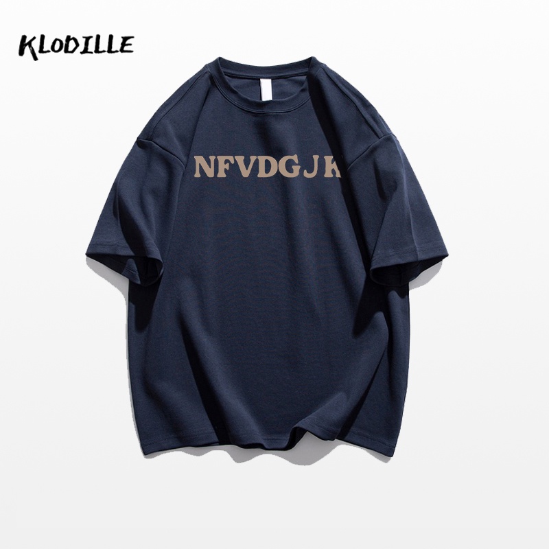 KLODILLE Áo Thun 100% Cotton Tay Ngắn Dáng Rộng In Hoạ Tiết Đơn Giản Trẻ Trung Cho Nam Giới Local Brand