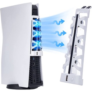 Quạt tản nhiệt nâng cấp ps5 với đèn led cổng usb 3 quạt trắng / đen cho playstation 5 digital / disc edition