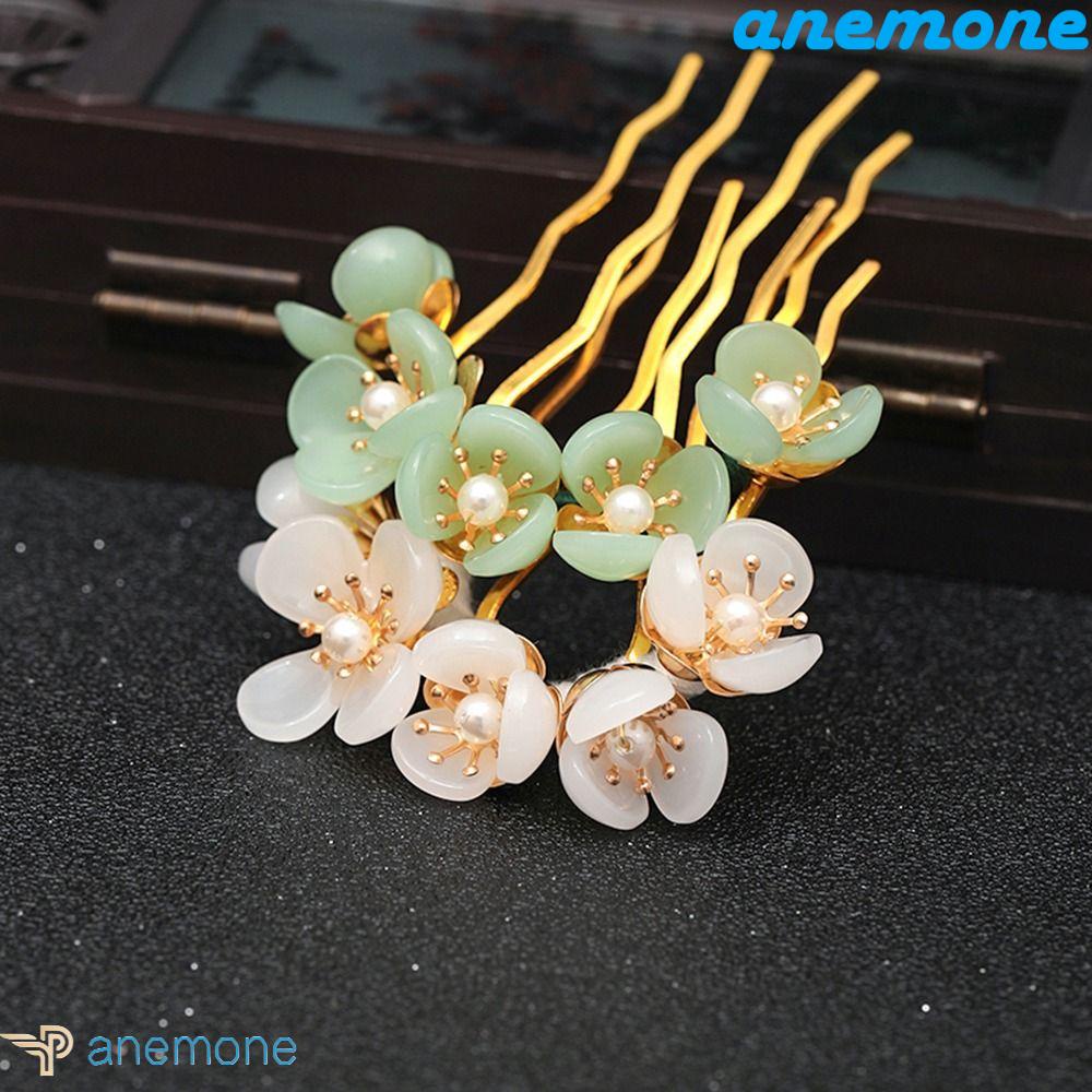 ANEMONE Trâm Cài Tóc Chữ U Hình Hoa Phong Cách Trung Quốc Ngọt Ngào Thời Trang Cho Nữ