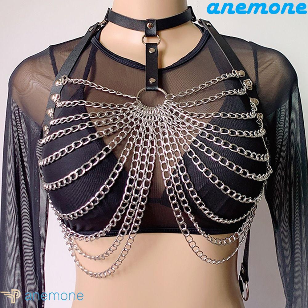 ANEMONE Đai Nịt Ngực Phong Cách Punk Rock Thời Trang Có Thể Điều Chỉnh