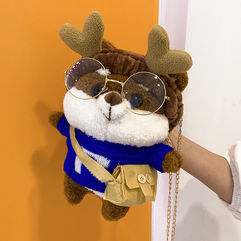 Túi Đeo Chéo Hình Thú Nhồi Bông Nhỏ Dễ Thương Phong Cách Hàn Quốc