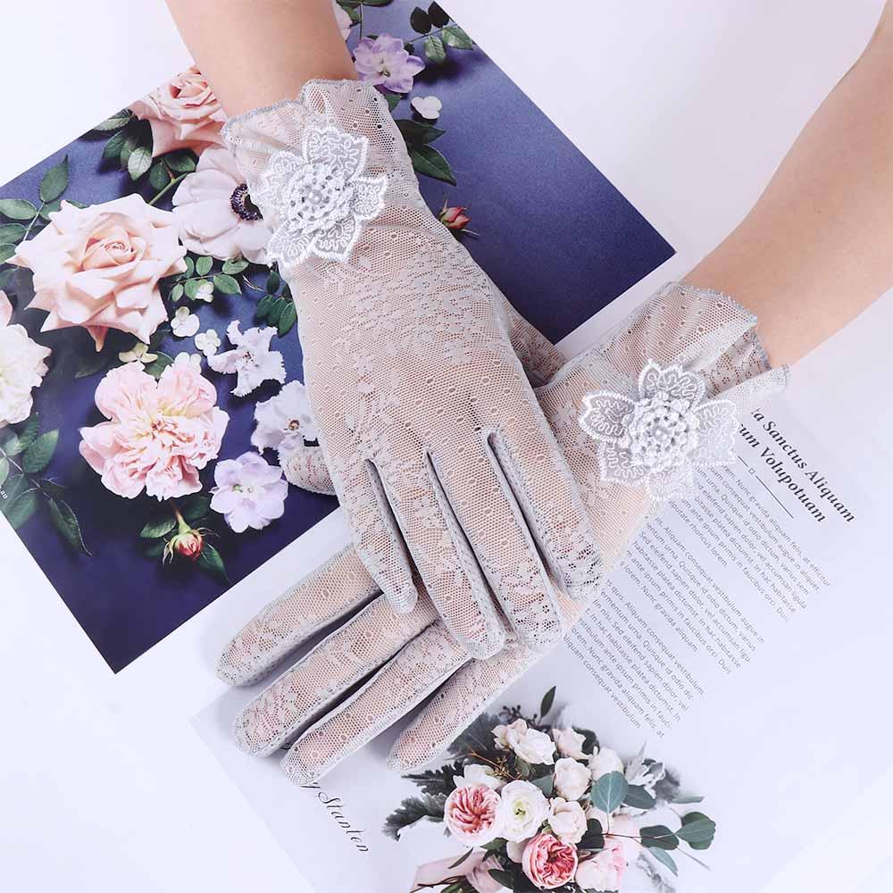 Găng Tay Chống Nắng Vải Lụa Phối Ren Co Giãn Bảo Vệ Toàn Diện Màn Hình Cảm Ứng Dành Cho Bạn Nữ