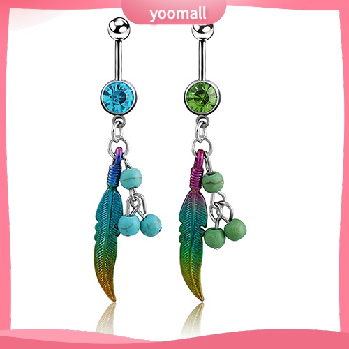 Khuyên Rốn Dạng Thanh Tạ Hình Chiếc Lá Nhiều Màu Sắc