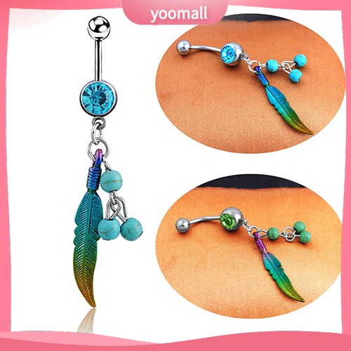 Khuyên Rốn Dạng Thanh Tạ Hình Chiếc Lá Nhiều Màu Sắc