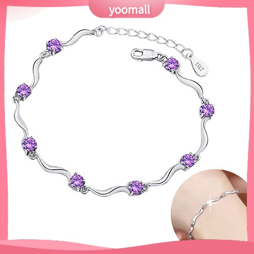 Vòng Tay Bạc 925 Đính Đá Pha Lê Hợp Thời Trang Cho Nữ