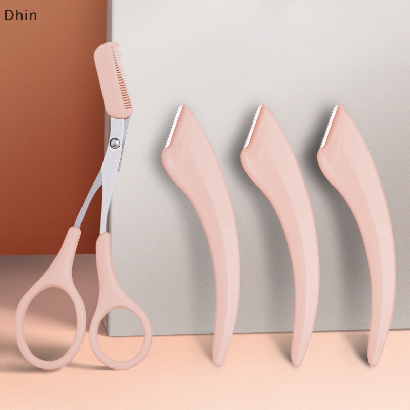 [Dhin] 1/2/3pcs Eyebrow Trimming Eyebrow Face Razor For Women Eyebrow Scissors With Comb Brow Trimmer Scraper COD