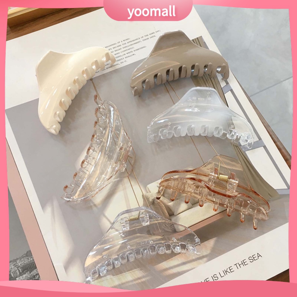 Kẹp Tóc Càng Cua Bằng PC Trong Suốt Co Giãn Chống Trượt Màu Trơn Thời Trang