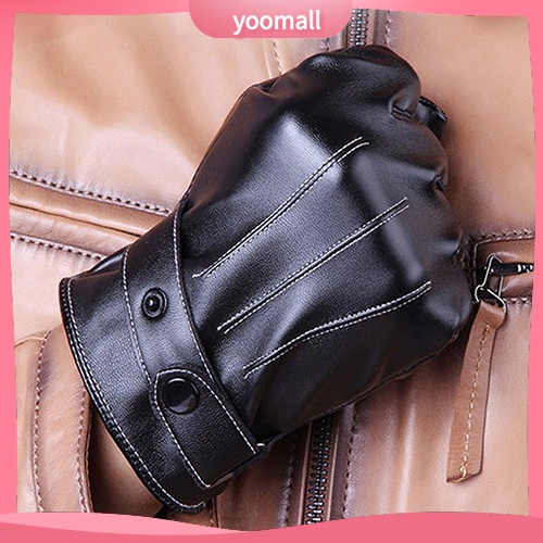 Găng Tay Giả Da Giữ Ấm Mùa Đông Có Thể Chạm Màn Hình Cảm Ứng Thời Trang Cho Nam