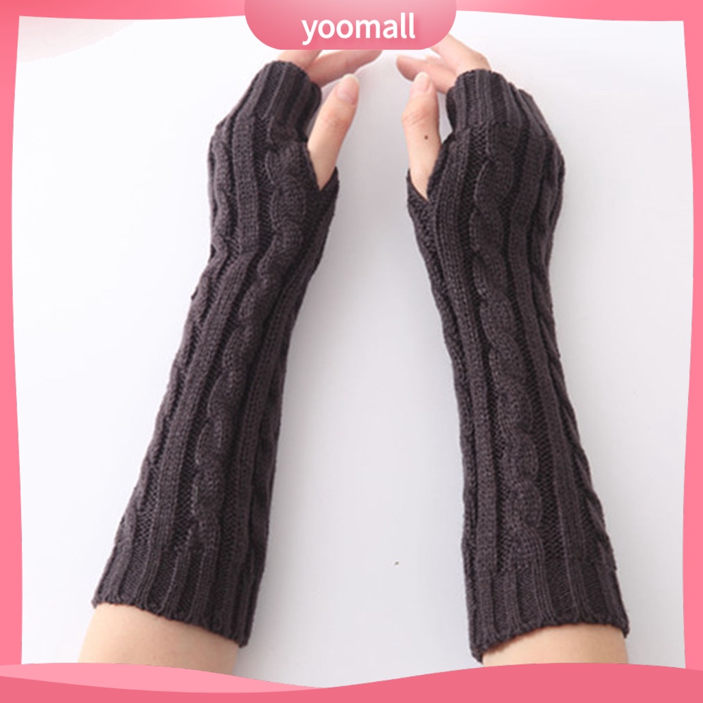 1 Đôi Găng Tay Giữ Ấm Cánh Tay Màu Sắc Đơn Giản Cho Nữ