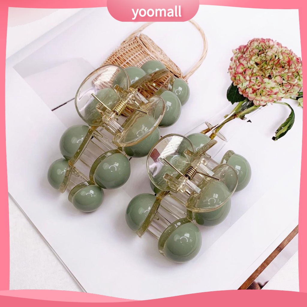 Kẹp Tóc Càng Cua Đính Hạt Acrylic Màu Xanh Lá Tối Giản Thanh Lịch Dễ Phối Đồ Thời Trang Cho Nữ