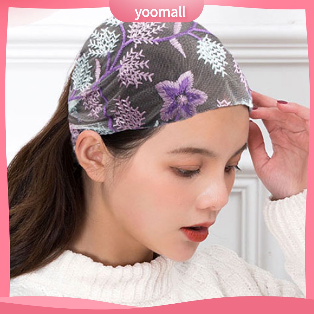 Băng Đô Vải Tuyn Bản Rộng Thêu Hoa / Ngôi Sao Phong Cách Trung Hoa Cổ Điển