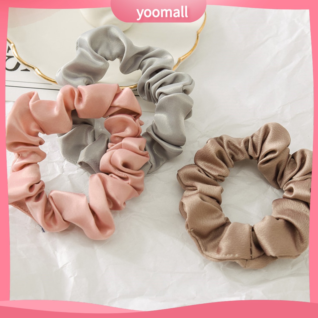 Bộ 2 Dây Buộc Tóc Co Giãn Chống Rơi Màu Trơn Xinh Xắn