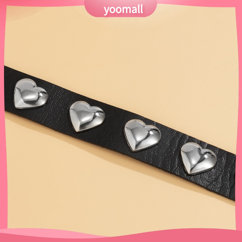 [YM] Vòng Cổ Choker Giả Da Mặt Trái Tim Phong Cách Gothic Có Thể Điều Chỉnh Kích Cỡ Dành Cho
