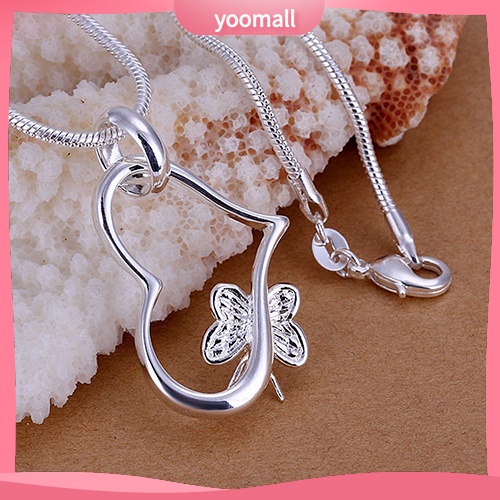 Vòng cổ Mạ Bạc 925 Mặt Hình Trái Tim / Bướm Thời Trang Cho Nữ