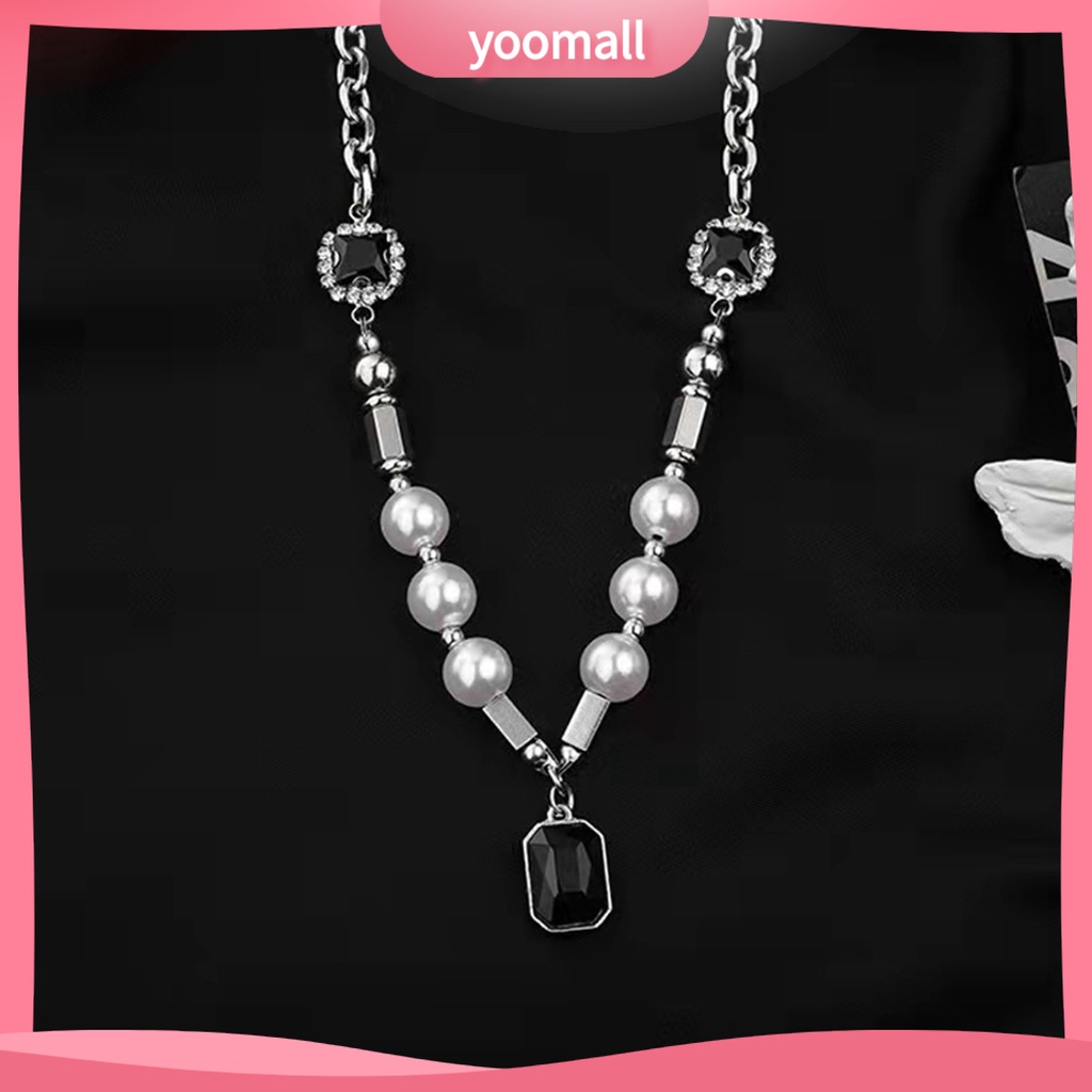 Vòng cổ Mạ Điện Đính Ngọc Trai Nhân Tạo Phong Cách Punk Hip hop Cho Nam