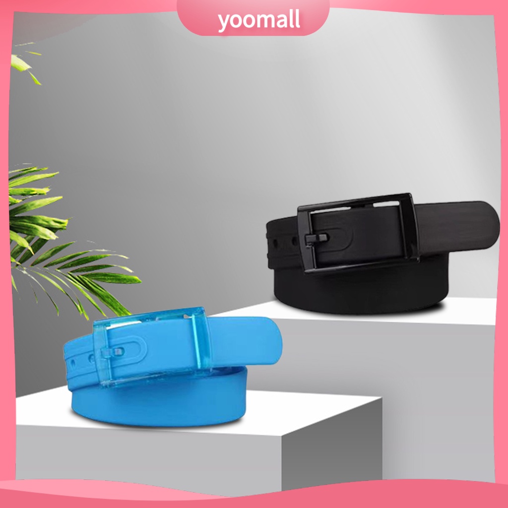 Thắt Lưng Silicone Khóa Ghim Kim Loại Màu Kẹo Cho Nam Nữ