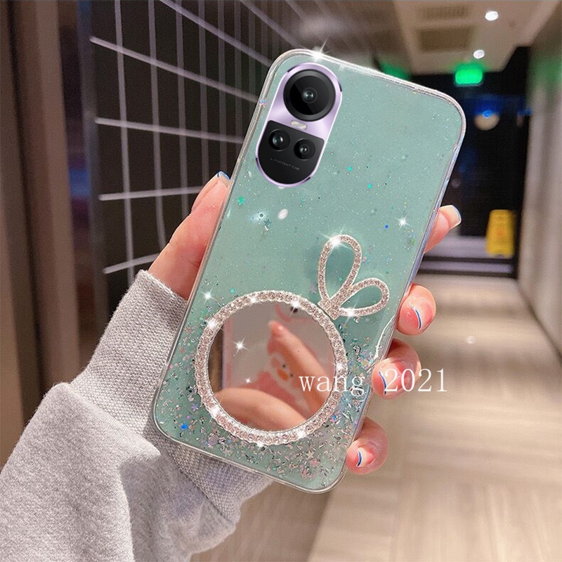 Ốp Điện Thoại Mềm Có Gương Trang Điểm Hình Vương Miện Cho OPPO Reno10 Pro + Plus 5G Reno 10 Reno10Pro + OPPO A78 NFC 4G 2023