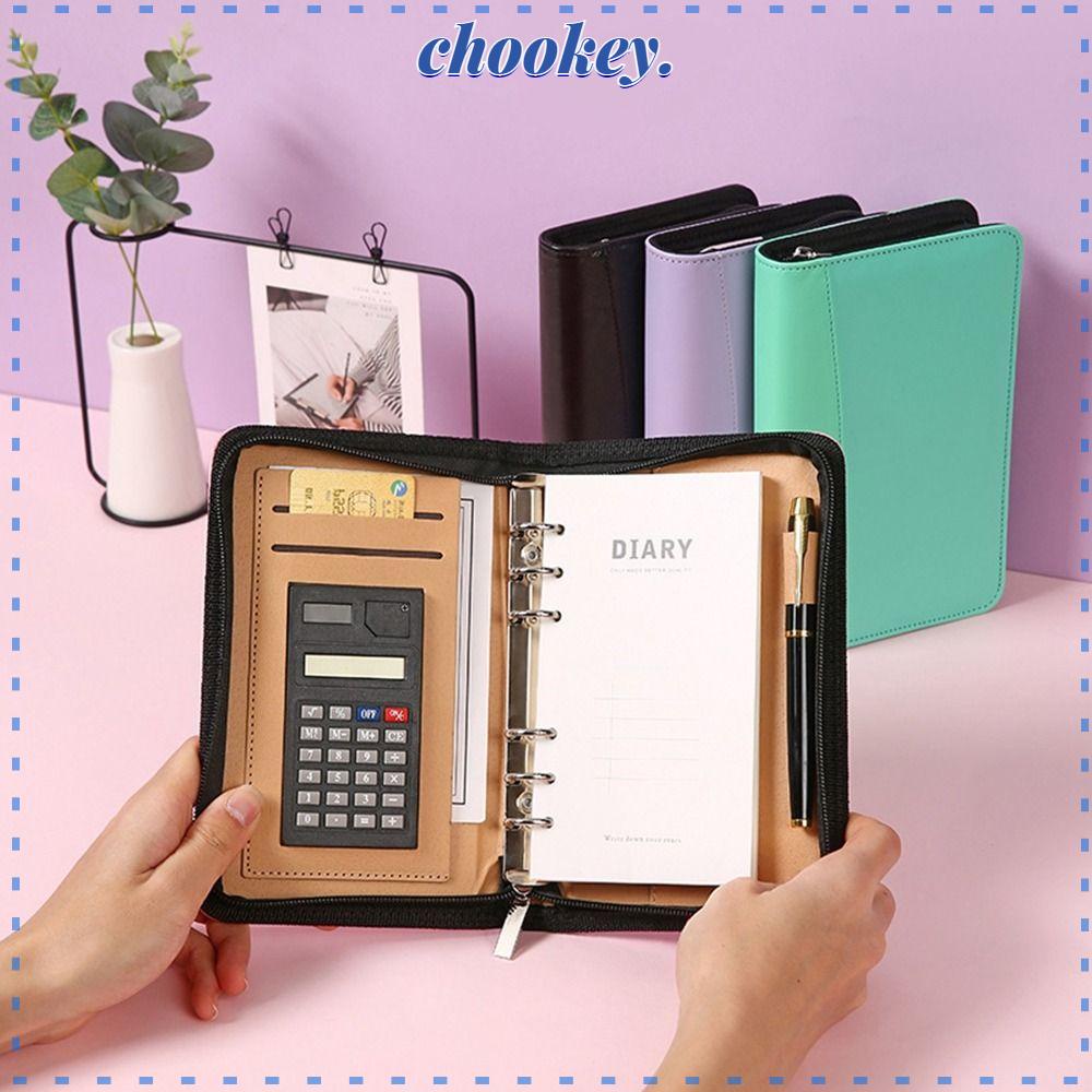 CHOOKEY Sổ Tay Khổ A6 Bằng Da PU Có Khóa Kéo Tiện Dụng Và Bền