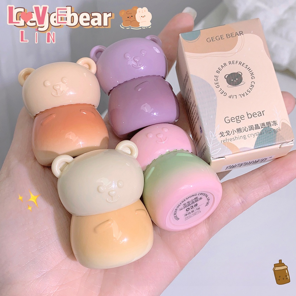 [Lovelin] Son Thạch Pha Lê Trong Suốt Gấu Gege Làm Mới Và Dưỡng Ẩm Môi Màu Vàng Tự Nhiên Không Phai Màu