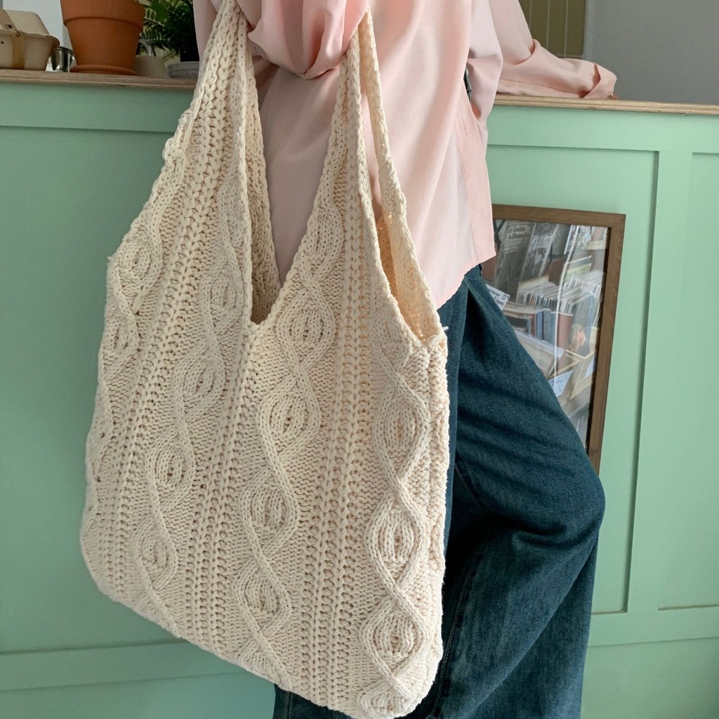Túi Tote Đan Len Thủ Công Thân Thiện Với Môi Trường Phong Cách Retro