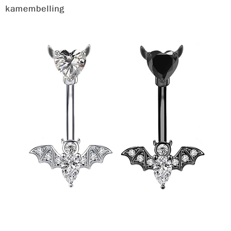 Kamembelling Khuyên Rốn Hình Dơi Đính Đá Zircon Đỏ Đen Cá Tính Cho Nữ