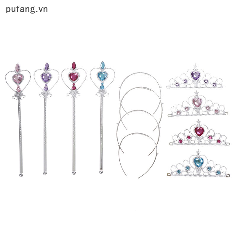 Pufang 1 Bộ Vương Miện Công Chúa Pha Lê + Đũa Phép Ma Thuật Cho Bé Gái vn