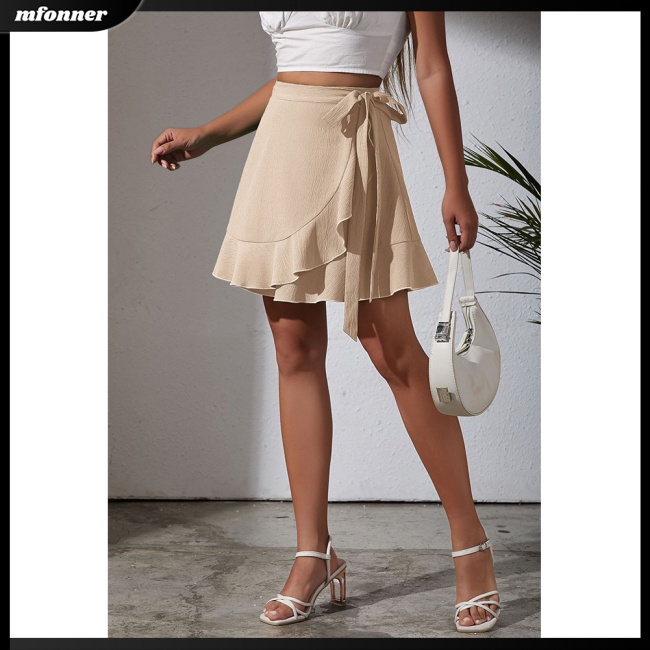 Chân Váy Ngắn Lưng Cao Cột Dây Màu Sắc Đơn Giản Thời Trang Mùa Hè Xinh Xắn Cho Nữ